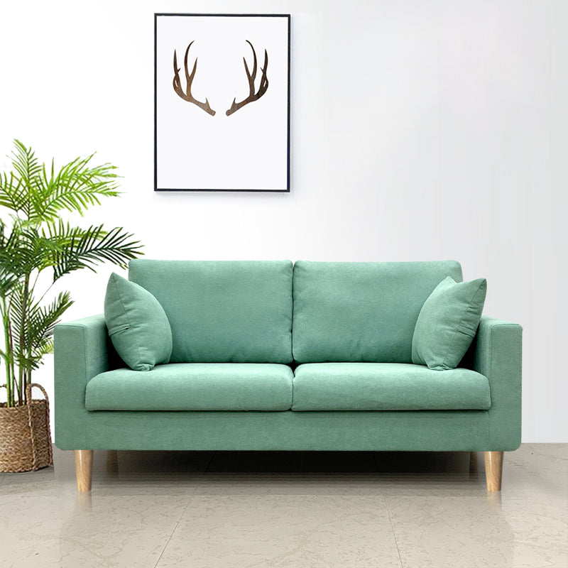 Linen Modern Standard Sofa 25.5"W Square Arm Sofa with Bolster Pillows for Living Room Green Clearhalo 'furn' 'furn_sofas' 'Furniture' 'furniture_sofas' 'Living Room Furniture' 'Sofa' 'sofas' 4955542