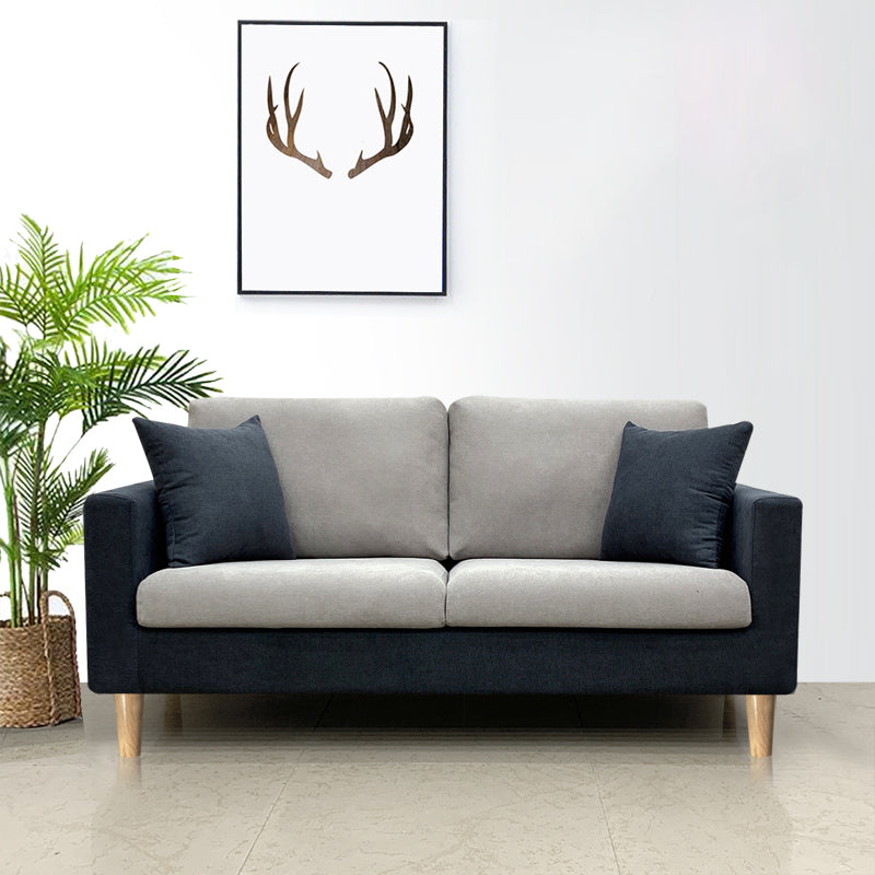 Linen Modern Standard Sofa 25.5"W Square Arm Sofa with Bolster Pillows for Living Room Dark Light Grey Clearhalo 'furn' 'furn_sofas' 'Furniture' 'furniture_sofas' 'Living Room Furniture' 'Sofa' 'sofas' 4955546