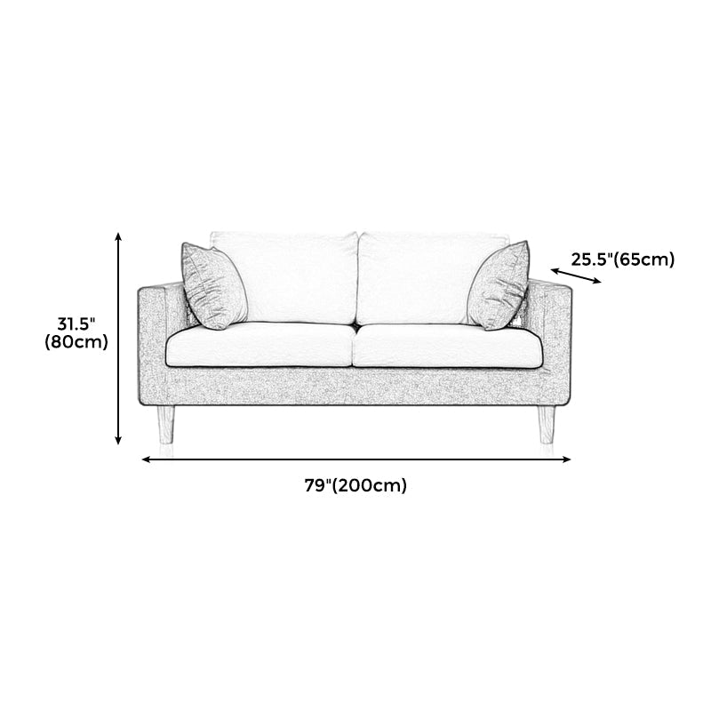 Linen Modern Standard Sofa 25.5"W Square Arm Sofa with Bolster Pillows for Living Room Clearhalo 'furn' 'furn_sofas' 'Furniture' 'furniture_sofas' 'Living Room Furniture' 'Sofa' 'sofas' 4955553