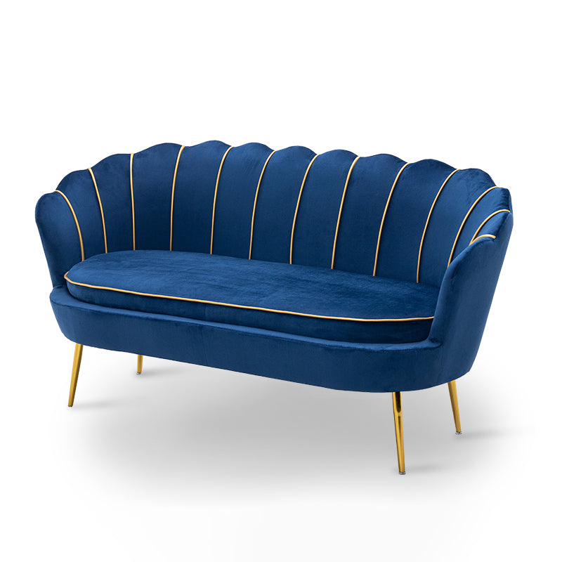Gold Vintage Sewn Pillow Back Sofa 31.5"High Tuxedo Arm Sofa Dark Denim Blue Velvet Clearhalo 'furn' 'furn_sofas' 'Furniture' 'furniture_sofas' 'Living Room Furniture' 'Sofa' 'sofas' 4955605
