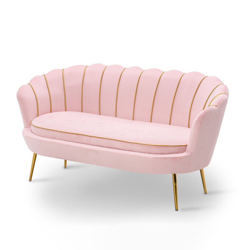 Gold Vintage Sewn Pillow Back Sofa 31.5"High Tuxedo Arm Sofa Pink Faux Leather Clearhalo 'furn' 'furn_sofas' 'Furniture' 'furniture_sofas' 'Living Room Furniture' 'Sofa' 'sofas' 4955607