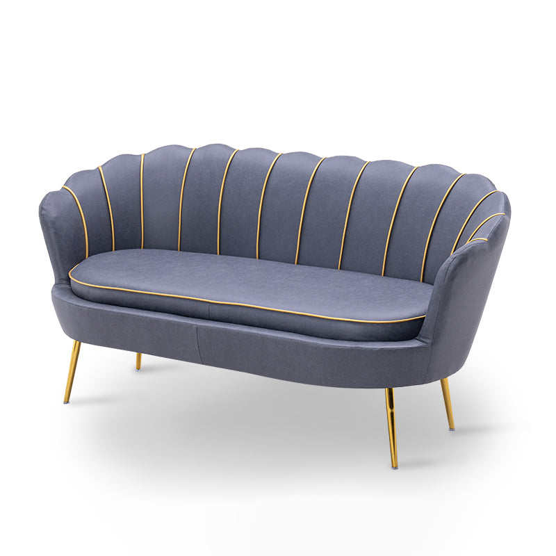 Gold Vintage Sewn Pillow Back Sofa 31.5"High Tuxedo Arm Sofa Gray-Blue Faux Leather Clearhalo 'furn' 'furn_sofas' 'Furniture' 'furniture_sofas' 'Living Room Furniture' 'Sofa' 'sofas' 4955618