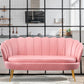 Gold Vintage Sewn Pillow Back Sofa 31.5"High Tuxedo Arm Sofa Light Pink Velvet Clearhalo 'furn' 'furn_sofas' 'Furniture' 'furniture_sofas' 'Living Room Furniture' 'Sofa' 'sofas' 4955633