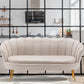Gold Vintage Sewn Pillow Back Sofa 31.5"High Tuxedo Arm Sofa Off-White Faux Leather Clearhalo 'furn' 'furn_sofas' 'Furniture' 'furniture_sofas' 'Living Room Furniture' 'Sofa' 'sofas' 4955634