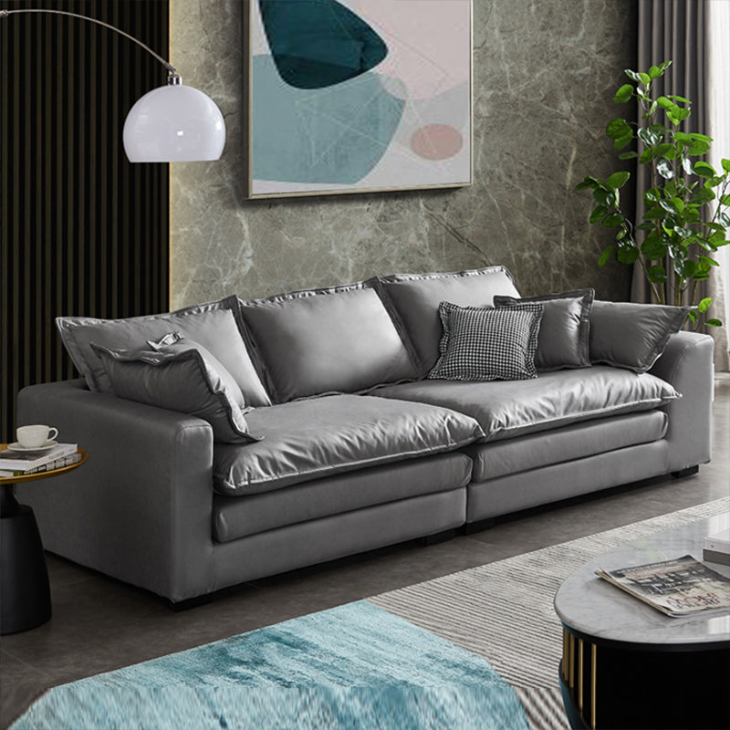 Beach Standard Sofa with Bolster Pillows 29.53"High Fabric Settee with Square Arm Clearhalo 'furn' 'furn_sofas' 'Furniture' 'furniture_sofas' 'Living Room Furniture' 'Sofa' 'sofas' 4955682