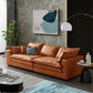 Beach Standard Sofa with Bolster Pillows 29.53"High Fabric Settee with Square Arm Orange Clearhalo 'furn' 'furn_sofas' 'Furniture' 'furniture_sofas' 'Living Room Furniture' 'Sofa' 'sofas' 4955683