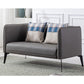 Contemporary Square Arm Faux Leather Settee Couch with Pillows 52"L x 29"W x 29"H Dark Gray Clearhalo 'furn' 'furn_sofas' 'Furniture' 'furniture_sofas' 'Living Room Furniture' 'Sofa' 'sofas' 4955754