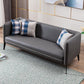 Contemporary Square Arm Faux Leather Settee Couch with Pillows 72"L x 29"W x 29"H Dark Gray Clearhalo 'furn' 'furn_sofas' 'Furniture' 'furniture_sofas' 'Living Room Furniture' 'Sofa' 'sofas' 4955755