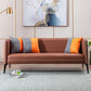 Contemporary Square Arm Faux Leather Settee Couch with Pillows 72"L x 29"W x 29"H Brown Clearhalo 'furn' 'furn_sofas' 'Furniture' 'furniture_sofas' 'Living Room Furniture' 'Sofa' 'sofas' 4955758