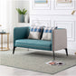 Contemporary Square Arm Faux Leather Settee Couch with Pillows 52"L x 29"W x 29"H Sky Blue Clearhalo 'furn' 'furn_sofas' 'Furniture' 'furniture_sofas' 'Living Room Furniture' 'Sofa' 'sofas' 4955760