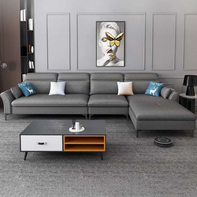 Modern Modular Sectional with Storage and USB for Four People Clearhalo 'furn' 'furn_sectionals' 'Furniture' 'furniture_sectionals' 'Living Room Furniture' 'Sectionals' 4955803