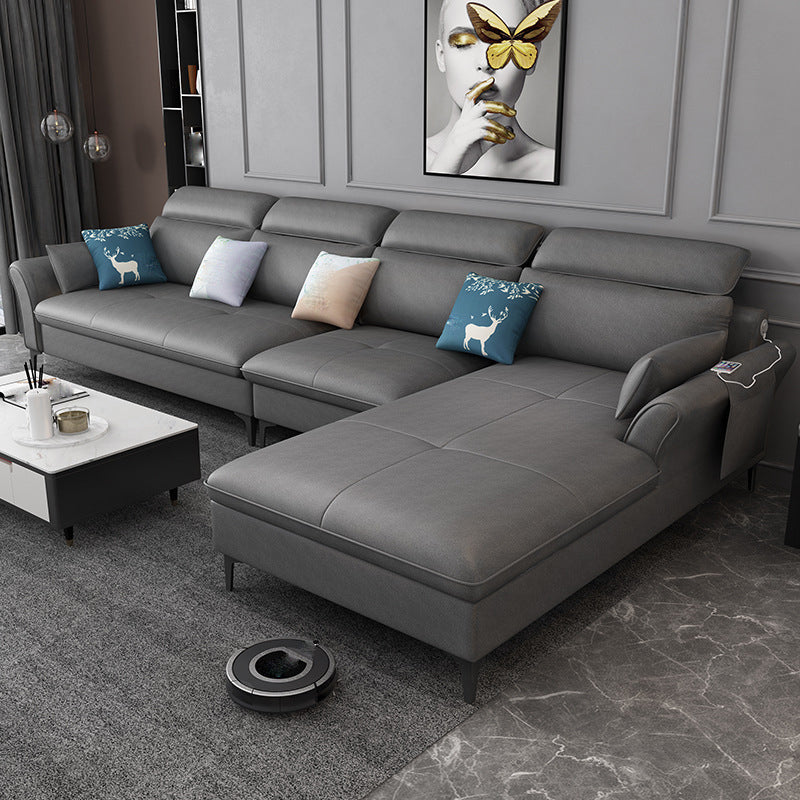 Modern Modular Sectional with Storage and USB for Four People Black Memory Foam Clearhalo 'furn' 'furn_sectionals' 'Furniture' 'furniture_sectionals' 'Living Room Furniture' 'Sectionals' 4955805