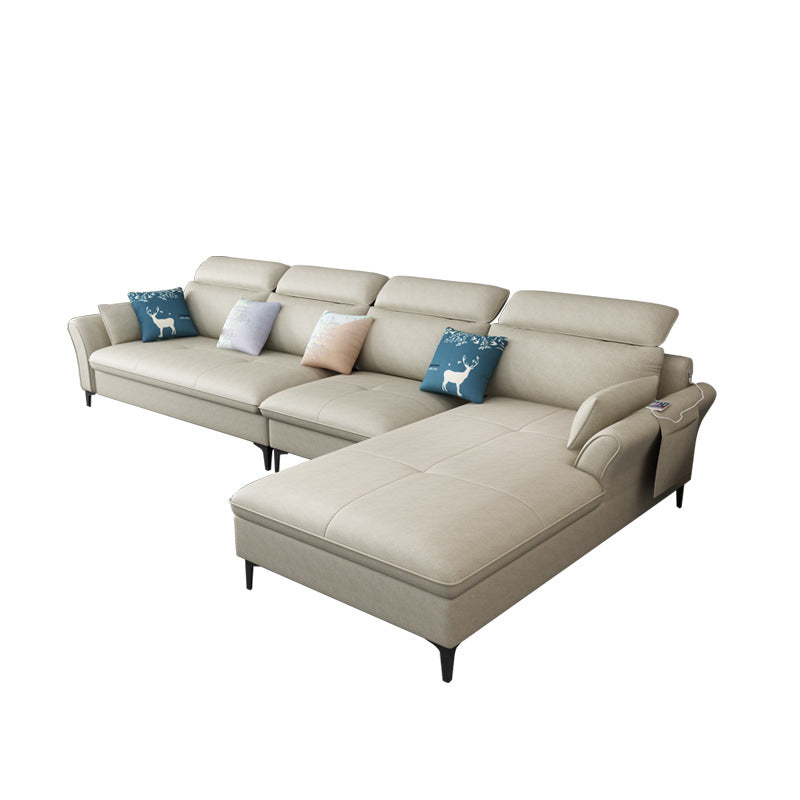 Modern Modular Sectional with Storage and USB for Four People Off-White Clearhalo 'furn' 'furn_sectionals' 'Furniture' 'furniture_sectionals' 'Living Room Furniture' 'Sectionals' 4955809