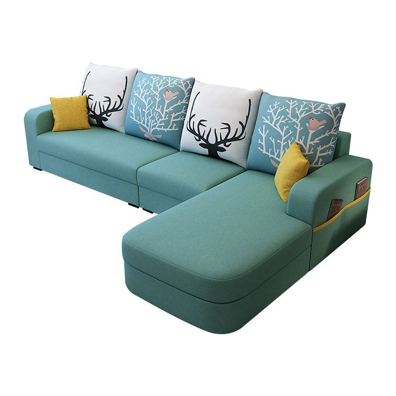 Square Arm 110.24"D x 62.99"W x 33.86"H Casual Removable Cushions Sectionals Green Clearhalo 'furn' 'furn_sectionals' 'Furniture' 'furniture_sectionals' 'Living Room Furniture' 'Sectionals' 4955821