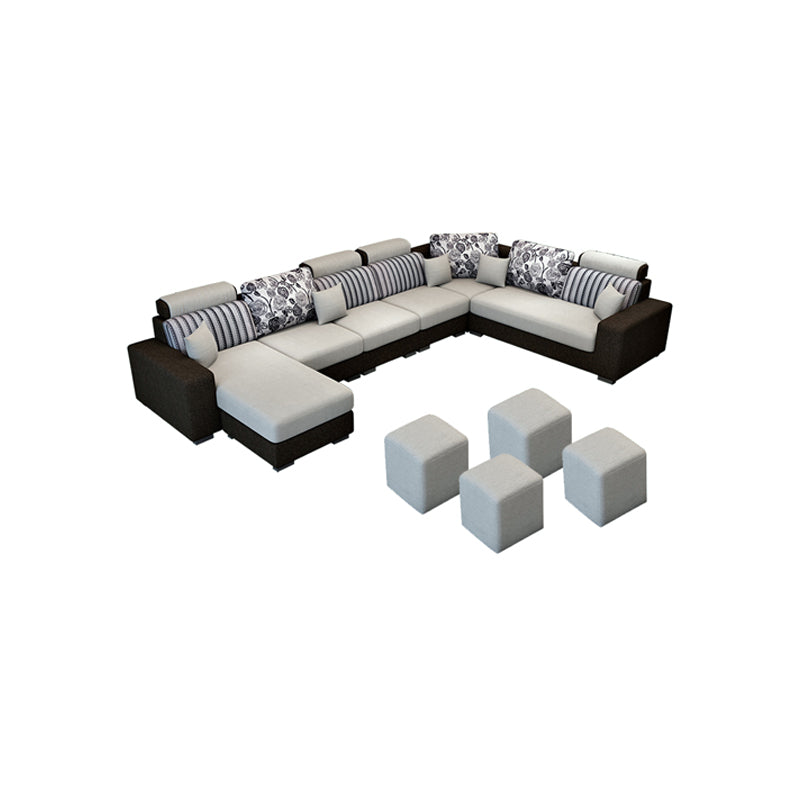 135.83"L x 87.8"W x 35.43"H 4-seat Sofa Square Arm Sectionals with Cushion Back Black White Clearhalo 'furn' 'furn_sectionals' 'Furniture' 'furniture_sectionals' 'Living Room Furniture' 'Sectionals' 4955848