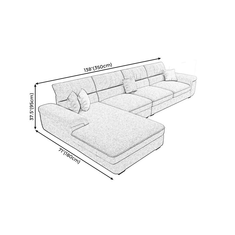 Blue Scandinavian L-Shape Pillow Top Arm Sectional Sofa with High Back Clearhalo 'furn' 'furn_sectionals' 'Furniture' 'furniture_sectionals' 'Living Room Furniture' 'Sectionals' 4955866
