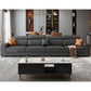 Square Arm Sectional Dark Gray Cushion Back Storage Faux Leather Living Room Sofa 130"L x 35"W x 35"H Latex Clearhalo 'furn' 'furn_sectionals' 'Furniture' 'furniture_sectionals' 'Living Room Furniture' 'Sectionals' 4955877