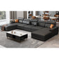 Square Arm Sectional Dark Gray Cushion Back Storage Faux Leather Living Room Sofa Clearhalo 'furn' 'furn_sectionals' 'Furniture' 'furniture_sectionals' 'Living Room Furniture' 'Sectionals' 4955878
