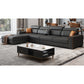 Square Arm Sectional Dark Gray Cushion Back Storage Faux Leather Living Room Sofa 130"L x 71"W x 35"H Latex Clearhalo 'furn' 'furn_sectionals' 'Furniture' 'furniture_sectionals' 'Living Room Furniture' 'Sectionals' 4955879