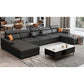 Square Arm Sectional Dark Gray Cushion Back Storage Faux Leather Living Room Sofa 158"L x 71"W x 35"H Sponge Clearhalo 'furn' 'furn_sectionals' 'Furniture' 'furniture_sectionals' 'Living Room Furniture' 'Sectionals' 4955881