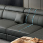 Square Arm Sectional Dark Gray Cushion Back Storage Faux Leather Living Room Sofa Clearhalo 'furn' 'furn_sectionals' 'Furniture' 'furniture_sectionals' 'Living Room Furniture' 'Sectionals' 4955888