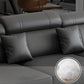 Square Arm Sectional Dark Gray Cushion Back Storage Faux Leather Living Room Sofa Clearhalo 'furn' 'furn_sectionals' 'Furniture' 'furniture_sectionals' 'Living Room Furniture' 'Sectionals' 4955890