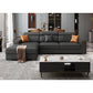 Square Arm Sectional Dark Gray Cushion Back Storage Faux Leather Living Room Sofa 100"L x 71"W x 35"H Latex Clearhalo 'furn' 'furn_sectionals' 'Furniture' 'furniture_sectionals' 'Living Room Furniture' 'Sectionals' 4955892