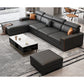 Square Arm Sectional Dark Gray Cushion Back Storage Faux Leather Living Room Sofa 130"L x 71"W x 35"H Sponge Clearhalo 'furn' 'furn_sectionals' 'Furniture' 'furniture_sectionals' 'Living Room Furniture' 'Sectionals' 4955893
