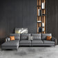 133.85" L x 70.86" W x 37.79" H Faux Leather Pillow Top Arm Sectional, Stain Resistant Dark Gray Latex Clearhalo 'furn' 'furn_sectionals' 'Furniture' 'furniture_sectionals' 'Living Room Furniture' 'Sectionals' 4955900