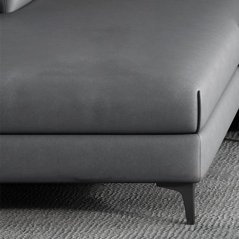 133.85" L x 70.86" W x 37.79" H Faux Leather Pillow Top Arm Sectional, Stain Resistant Clearhalo 'furn' 'furn_sectionals' 'Furniture' 'furniture_sectionals' 'Living Room Furniture' 'Sectionals' 4955907