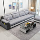 Pillowed Back Cushions 4-Seater Sectional Sofa Set with Storage Linen Blend Gray Sponge Clearhalo 'Furniture' 'furniture_sectionals' 'Living Room Furniture' 'Sectionals' 4955919