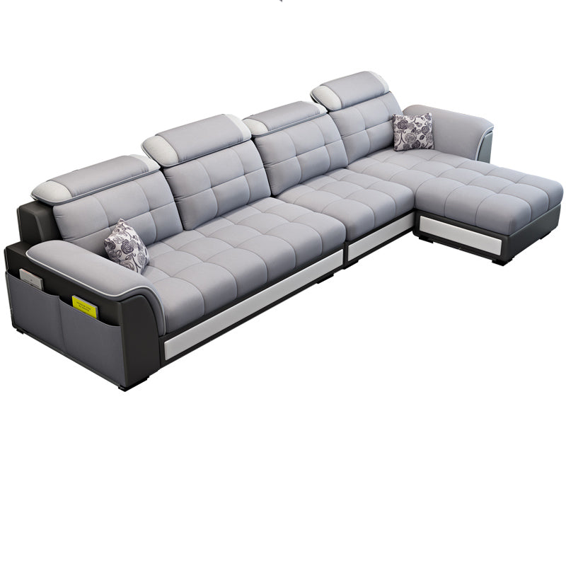 Pillowed Back Cushions 4-Seater Sectional Sofa Set with Storage Clearhalo 'Furniture' 'furniture_sectionals' 'Living Room Furniture' 'Sectionals' 4955925