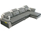 Pillowed Back Cushions 4-Seater Sectional Sofa Set with Storage Faux Leather Dark Gray Clearhalo 'Furniture' 'furniture_sectionals' 'Living Room Furniture' 'Sectionals' 4955928