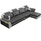 Pillowed Back Cushions 4-Seater Sectional Sofa Set with Storage Faux Leather Black Clearhalo 'Furniture' 'furniture_sectionals' 'Living Room Furniture' 'Sectionals' 4955939