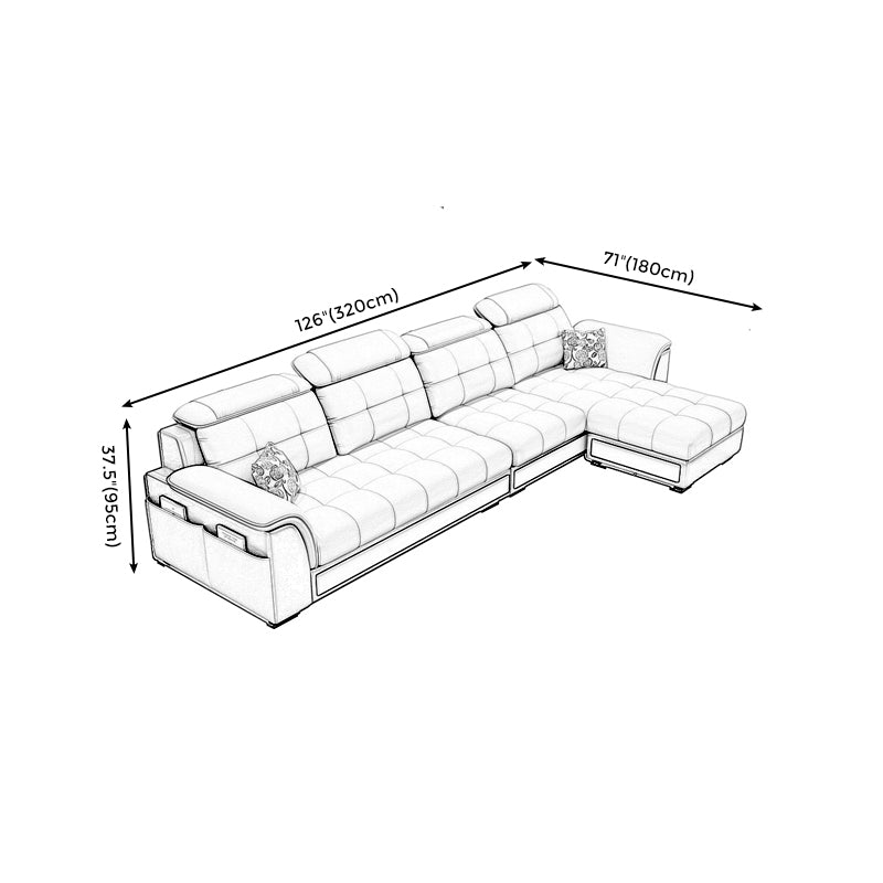 Pillowed Back Cushions 4-Seater Sectional Sofa Set with Storage Clearhalo 'Furniture' 'furniture_sectionals' 'Living Room Furniture' 'Sectionals' 4955945