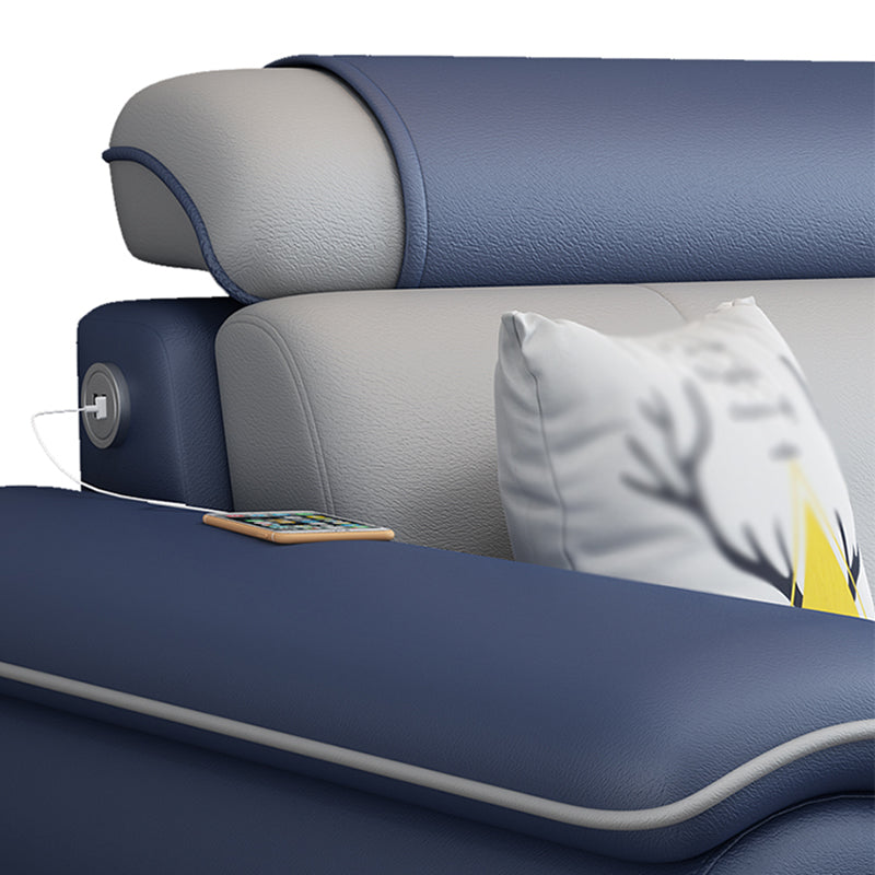 Round Arm 4-Seater Pillowed Back Cushions Sectional Sofa with Chaise Clearhalo 'furn' 'furn_sectionals' 'Furniture' 'furniture_sectionals' 'Living Room Furniture' 'Sectionals' 4955963