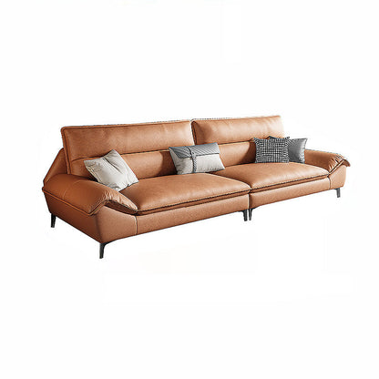 Faux leather High Back Pillow Top Arm Sofa and Sectional with Stain-Resistant Sponge Clearhalo 'furn' 'furn_sectionals' 'Furniture' 'furniture_sectionals' 'Living Room Furniture' 'Sectionals' 4955978