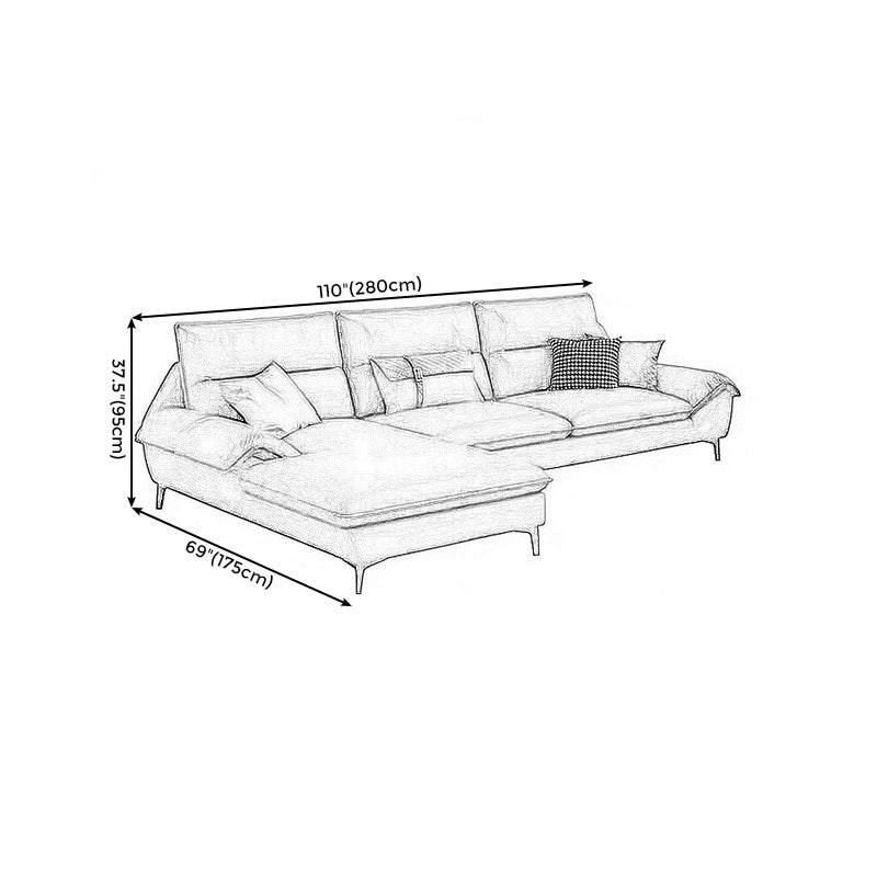 Faux leather High Back Pillow Top Arm Sofa and Sectional with Stain-Resistant Clearhalo 'furn' 'furn_sectionals' 'Furniture' 'furniture_sectionals' 'Living Room Furniture' 'Sectionals' 4955985