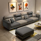 Faux Leather 4-Seater L-Shape Pillowed Back Cushions Sectionals Sofas Dark Light Grey Clearhalo 'furn' 'furn_sectionals' 'Furniture' 'furniture_sectionals' 'Living Room Furniture' 'Sectionals' 4955991