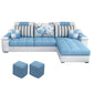 Sloped Arm Pillow Back Cushions Sofa and Chaise L-Shape Faux Leather Sectional Sky Blue Sponge Clearhalo 'furn' 'furn_sectionals' 'Furniture' 'furniture_sectionals' 'Living Room Furniture' 'Sectionals' 4956008
