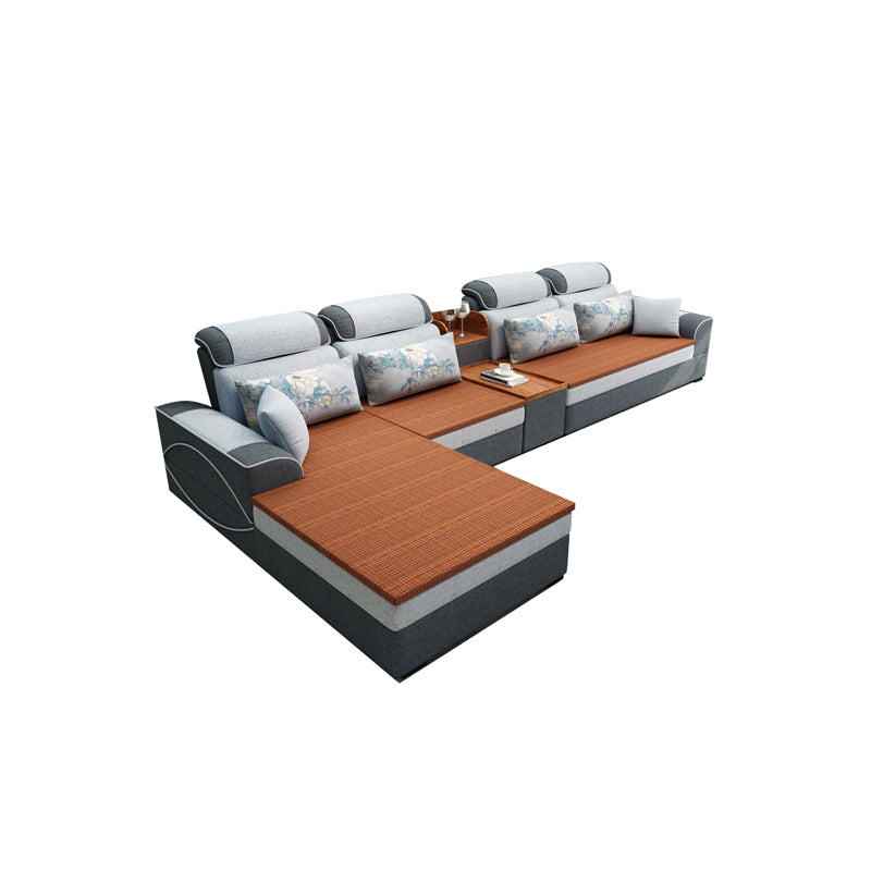 Farmhouse Removable Cushions Sectionals 35.43"High Pillow Top Arm Sofa with Chaise Clearhalo 'furn' 'furn_sectionals' 'Furniture' 'furniture_sectionals' 'Living Room Furniture' 'Sectionals' 4956023