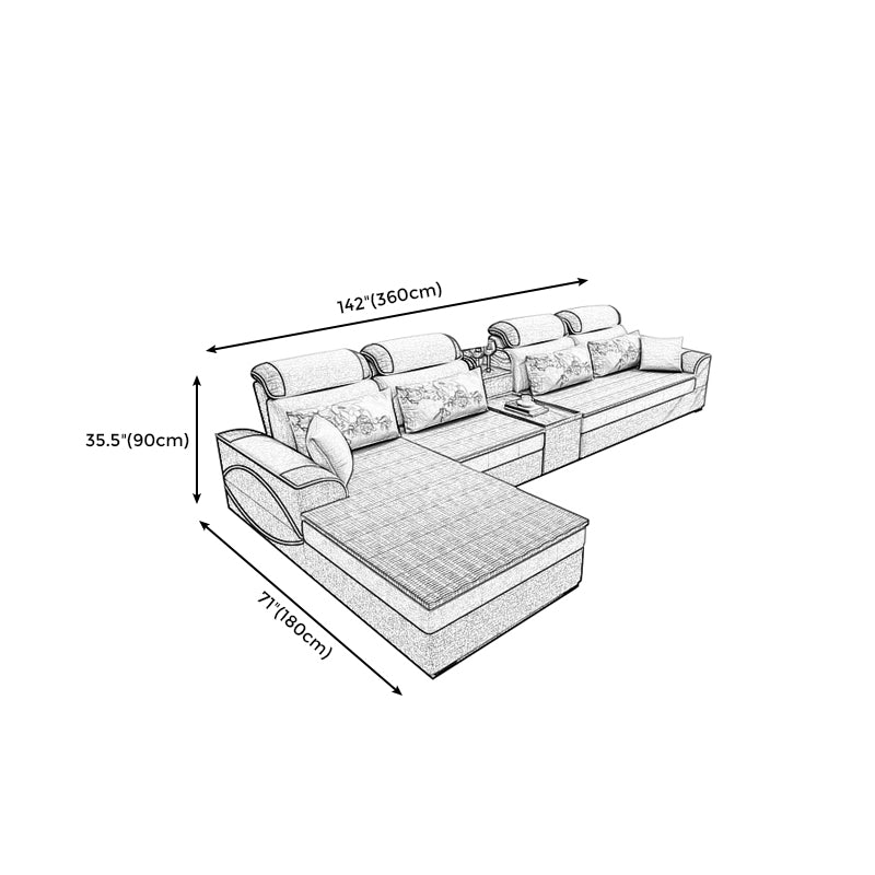 Farmhouse Removable Cushions Sectionals 35.43"High Pillow Top Arm Sofa with Chaise Clearhalo 'furn' 'furn_sectionals' 'Furniture' 'furniture_sectionals' 'Living Room Furniture' 'Sectionals' 4956029