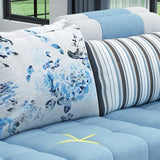 3-Seater Cotton Blend and Faux Leather L-Shape Sectionals Sofas Clearhalo 'furn' 'furn_sectionals' 'Furniture' 'furniture_sectionals' 'Living Room Furniture' 'Sectionals' 4956042