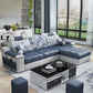 Sloped Arms Pillowed Back Cushions Tufted Sectional Sofa Set with Storage Blue Grey Clearhalo 'Furniture' 'furniture_sectionals' 'Living Room Furniture' 'Sectionals' 4956065