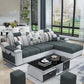 Sloped Arms Pillowed Back Cushions Tufted Sectional Sofa Set with Storage Dark Gray Clearhalo 'Furniture' 'furniture_sectionals' 'Living Room Furniture' 'Sectionals' 4956070