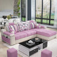 Sloped Arms Pillowed Back Cushions Tufted Sectional Sofa Set with Storage Pink Clearhalo 'Furniture' 'furniture_sectionals' 'Living Room Furniture' 'Sectionals' 4956075