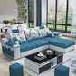 Sloped Arms Pillowed Back Cushions Tufted Sectional Sofa Set with Storage Dark Blue Clearhalo 'Furniture' 'furniture_sectionals' 'Living Room Furniture' 'Sectionals' 4956076