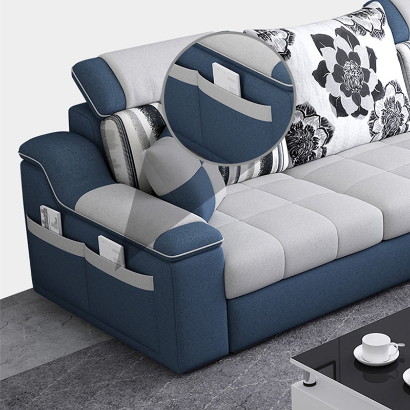 Casual Pillow Top Arm Sectionals 82.68"D x 57.09"W x 35.43"H Cushions Sofa with Storage Clearhalo 'furn' 'furn_sectionals' 'Furniture' 'furniture_sectionals' 'Living Room Furniture' 'Sectionals' 4956094