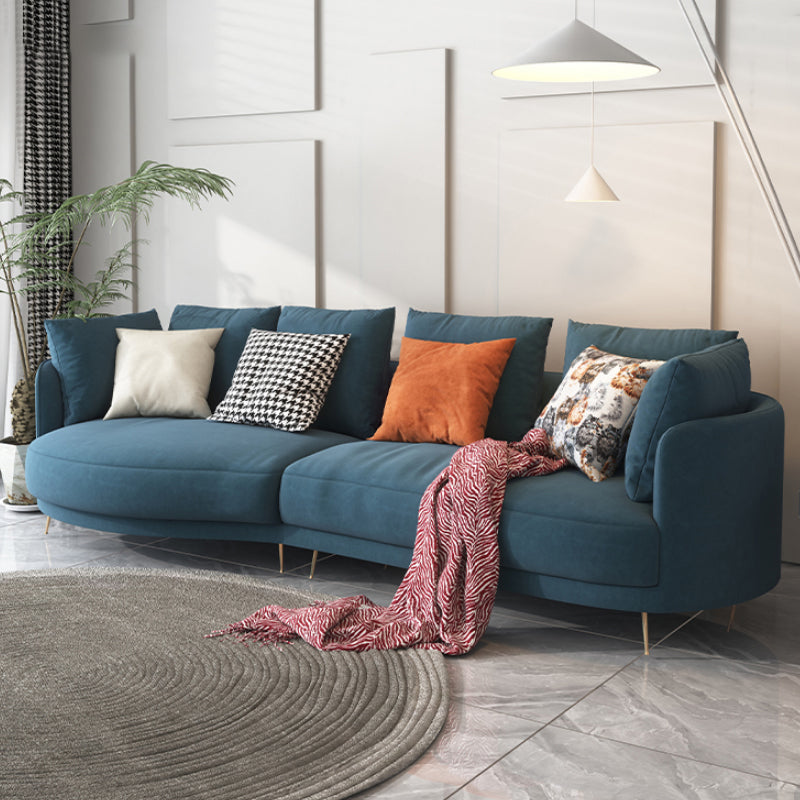 Scandinavian Faux Leather Modular Sofa with Pillowed Back Cushions Blue Left Clearhalo 'furn' 'furn_sectionals' 'Furniture' 'furniture_sectionals' 'Living Room Furniture' 'Sectionals' 4956107
