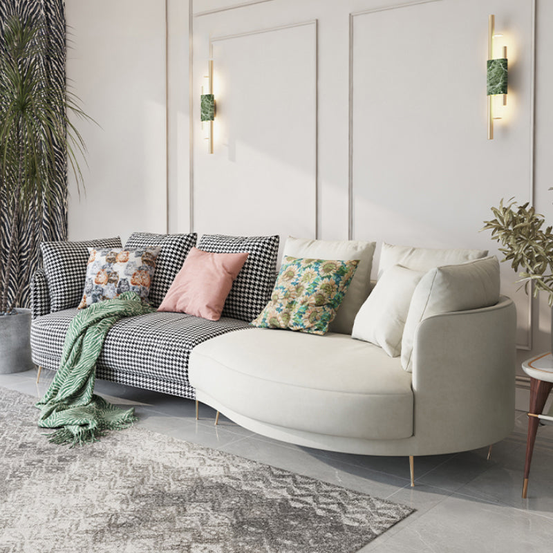 Scandinavian Faux Leather Modular Sofa with Pillowed Back Cushions Beige Coffee Right Clearhalo 'furn' 'furn_sectionals' 'Furniture' 'furniture_sectionals' 'Living Room Furniture' 'Sectionals' 4956108